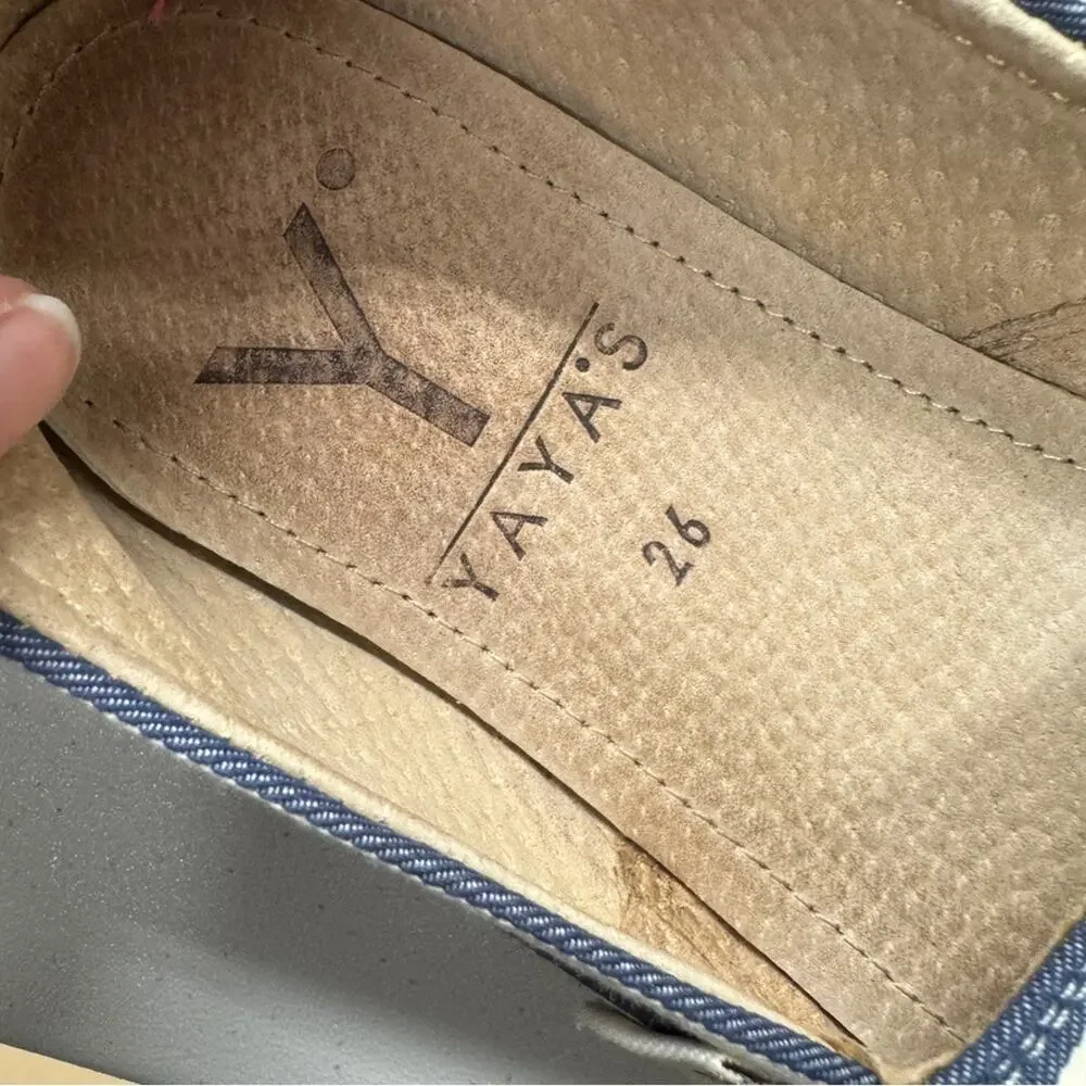 Yaya’s Blue Striped Canvas Espadrille Slip On Flats Shoes Womens 8.5 Beachy